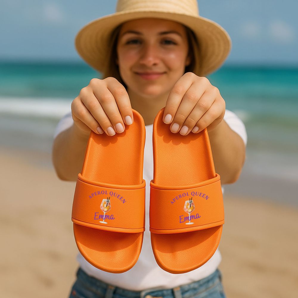 Gepersonaliseerde aperol badslippers met tekst