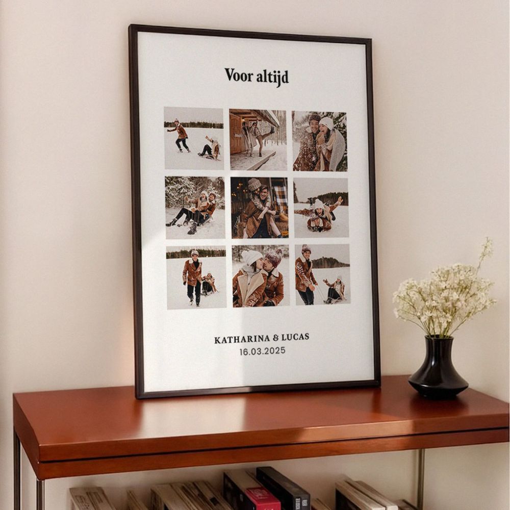Gepersonaliseerde poster fotocollage met tekst