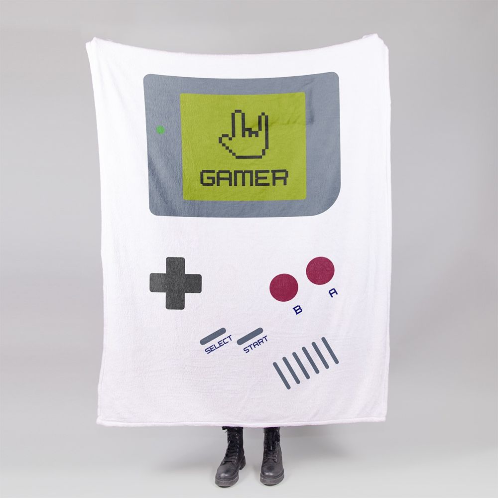 Gepersonaliseerd deken met game console en tekst