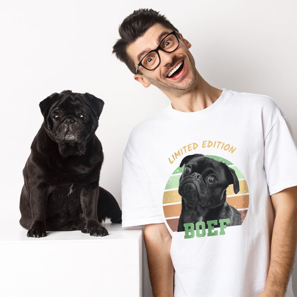 Gepersonaliseerd retro t-shirt met huisdier