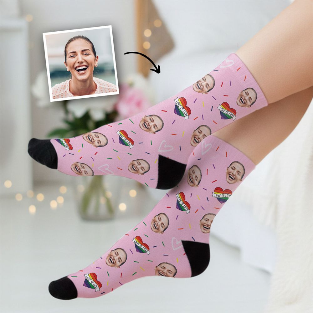 Gepersonaliseerde Sokken met Foto Gezicht Romantisch