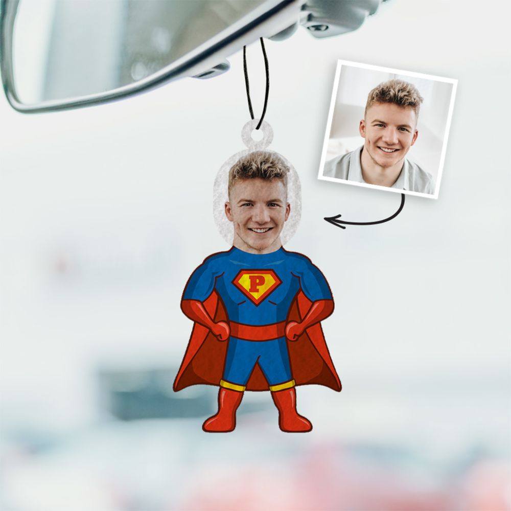 Gepersonaliseerde Geurhanger Superheld met Gezicht set van 2