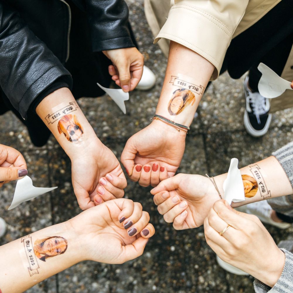 Gepersonaliseerde Nep Tattoos met Foto en Banier set van 4