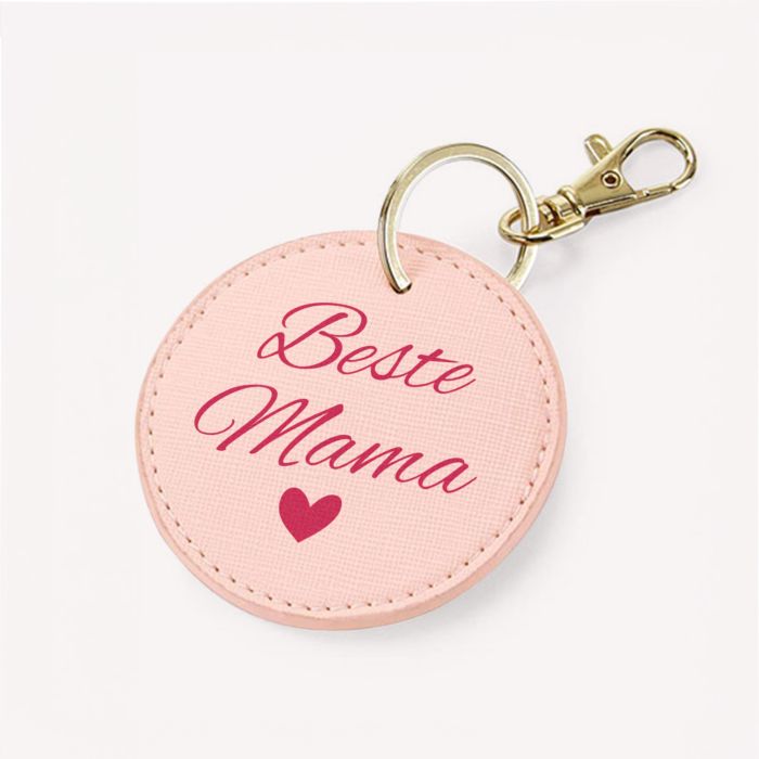 Gepersonaliseerde sleutelhanger rond met tekst