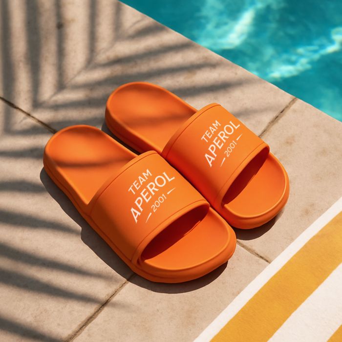 Gepersonaliseerde aperol badslippers met jaartal