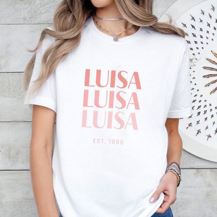 Gepersonaliseerd t-shirt met 3 regels