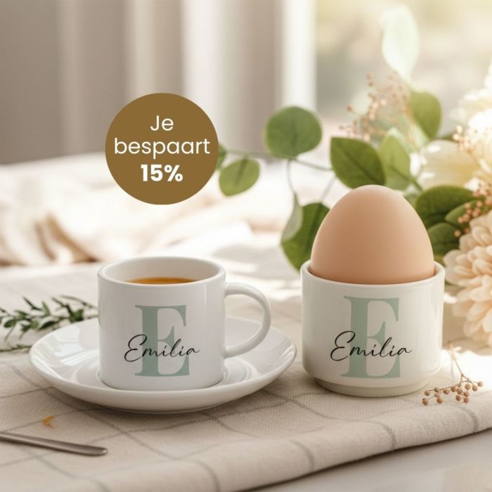 Cadeauset eierdopjes en espressokopje set van 2