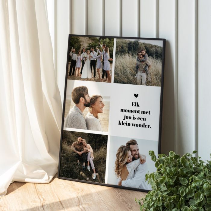 Gepersonaliseerde poster met 5 foto’s en tekst
