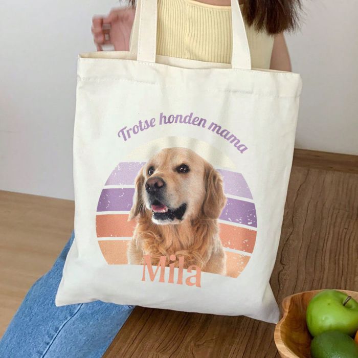 Gepersonaliseerde retro tote bag met huisdier
