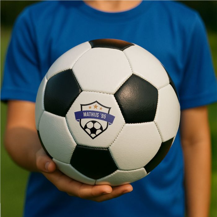 Gepersonaliseerde voetbal met tekst en wapen