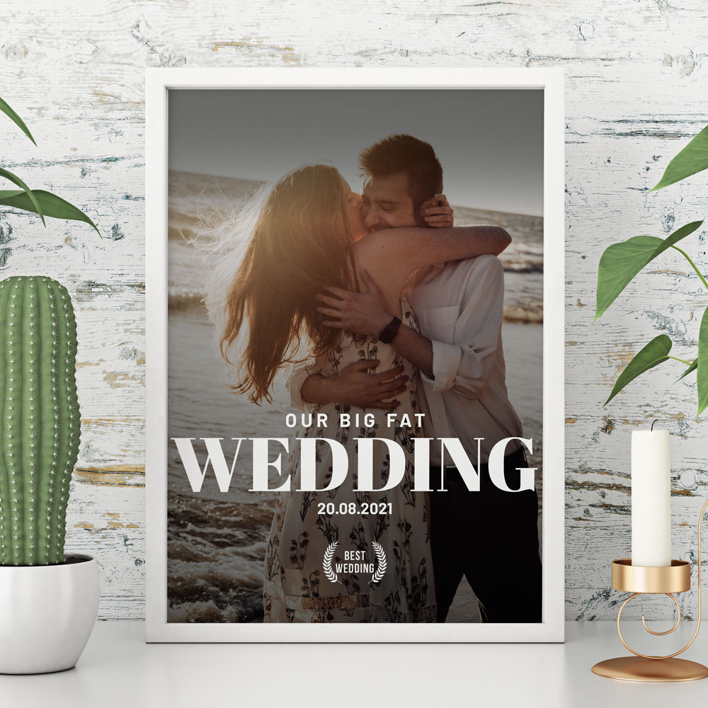 Huwelijkscadeau poster in filmposter stijl - Personaliseerbare 